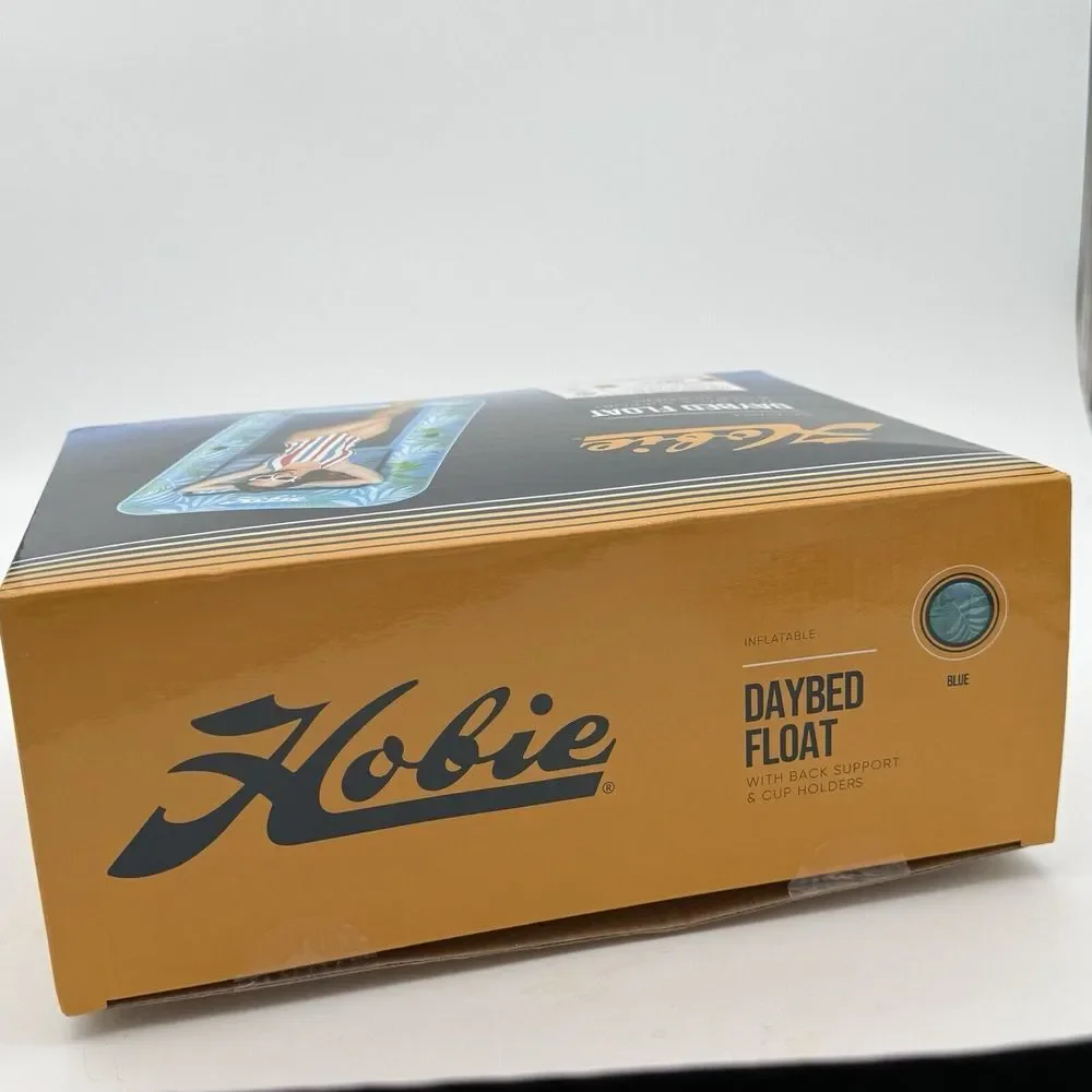 Hobie Inflatable Daybed Float w/ Back Support, Cup Holders, Blue, Pool Beach NIB